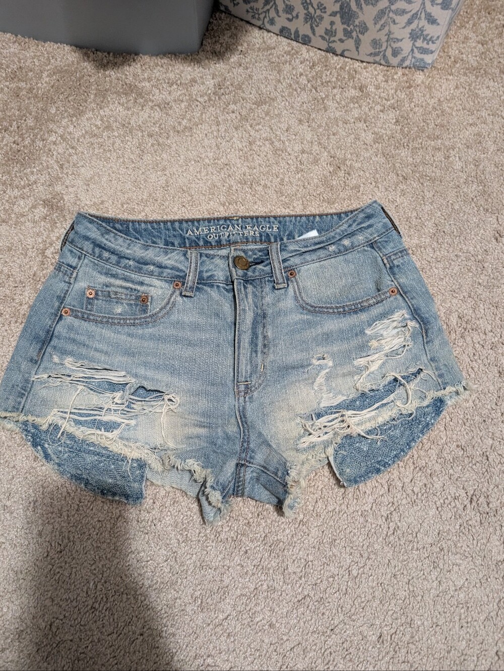 American Eagle Outfitters Light Wash Distressed Denim Shorts